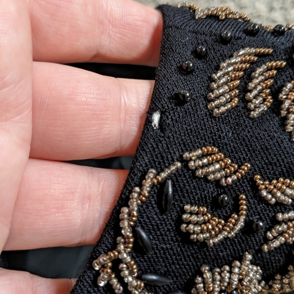 Vintage Banff black brown beaded wool sleeveless blouse 18 - Picture 7 of 9